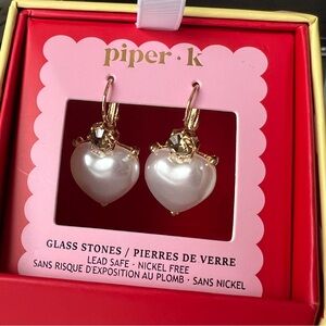 Piper K pearl heart earrings